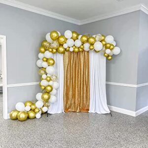 WISPET Gold Sequin Backdrop Curtains 4 Panels 2FTx8FT Glitter Gold Drapes Photo Backdrop Party Wedding Baby Shower Curtain Sparkle Photography Background