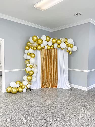 WISPET Gold Sequin Backdrop Curtains 4 Panels 2FTx8FT Glitter Gold Drapes Photo Backdrop Party Wedding Baby Shower Curtain Sparkle Photography Background