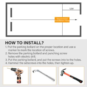 Spring Parking Post, Parking Barrier Parking Lock Folding Heavy Metal Parking Obstacle Pile with Warning Stripes, Parking Piles,Driveway Parking Interceptor Bollard (Red)