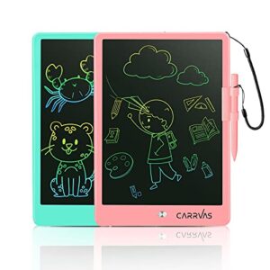 carrvas lcd writing tablet for kids 2 pack 10 inch coloring pad drawing pad reusable electronic doodle board toy gifts for 3 4 5 6 7 8 years toddler boys girls (double battery)