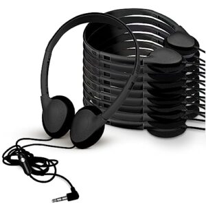 osszit bulk headphones with microphone 25 pack for classroom kids,wholesale wire headsets with mic class set of headphones with mic for school students teen children (black)