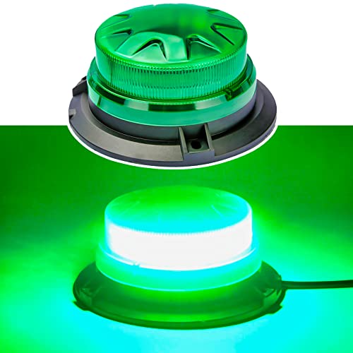 AUXMOTEC Green Led Emergency Strobe Beacon Lights with Magnetic Mount and 8 Flash Models Warning Safety Flashing Rooftop Signal Lamps for Vehicles Forklift Truck Tractor Golf (24-LED 12V-24V)