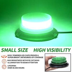 AUXMOTEC Green Led Emergency Strobe Beacon Lights with Magnetic Mount and 8 Flash Models Warning Safety Flashing Rooftop Signal Lamps for Vehicles Forklift Truck Tractor Golf (24-LED 12V-24V)