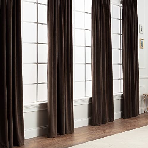 Chanasya Premium Brown Velvet Curtains Panel Set 2 -Piece - Grommet Partial Blackout Curtain Room Darkening Curtains Drapes for Living Room Bedroom - Window Treatment - 108 Inch Length -Mink