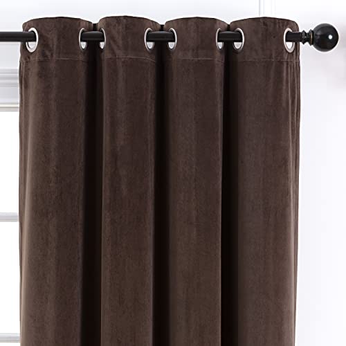 Chanasya Premium Brown Velvet Curtains Panel Set 2 -Piece - Grommet Partial Blackout Curtain Room Darkening Curtains Drapes for Living Room Bedroom - Window Treatment - 108 Inch Length -Mink