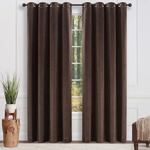 Chanasya Premium Brown Velvet Curtains Panel Set 2 -Piece - Grommet Partial Blackout Curtain Room Darkening Curtains Drapes for Living Room Bedroom - Window Treatment - 108 Inch Length -Mink