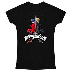 pop threads miraculous ladybug and cat noir merch eiffel tower tee shirt for women black s
