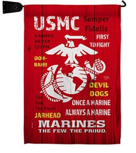 breeze decor usmc garden flag set mailbox hanger armed forces marine corps semper fi united state american military veteran retire official house banner small yard gift double-sided, made in usa