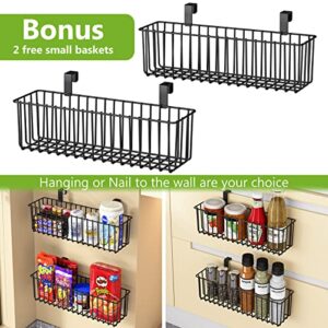 Fruit Vegetable Basket, 1Easylife 5 Tier Stackable Metal Wire Basket Cart with Rolling Wheels, Utility Rack for Kitchen, Pantry, Garage With 2 Free Baskets (Black)