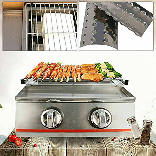 Fetcoi Tabletop Grill Portable Gas Griddle 2/3/4/6/8 Burners, Stainless Steel Home and Commercial Use LPG Gas Grill for Parties, Backyard Barbeques,Widely Used in Roadside Stalls, Carnivals, Buffets (2 Burners)