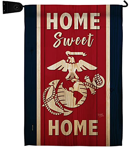 Home Sweet Marine Corps Garden Flag - Set Mailbox Hanger Armed Forces USMC Semper Fi United State American Military Veteran Retire Official - House Banner Small Yard Gift Double-Sided 13 X 18.5