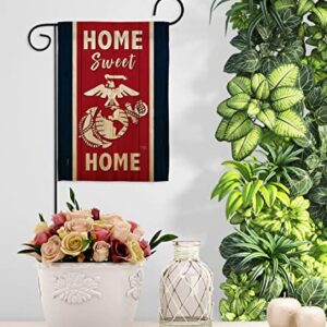 Home Sweet Marine Corps Garden Flag - Set Mailbox Hanger Armed Forces USMC Semper Fi United State American Military Veteran Retire Official - House Banner Small Yard Gift Double-Sided 13 X 18.5