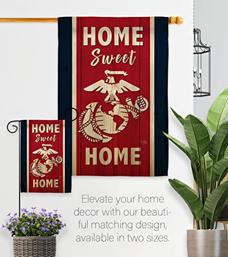 Home Sweet Marine Corps Garden Flag - Set Mailbox Hanger Armed Forces USMC Semper Fi United State American Military Veteran Retire Official - House Banner Small Yard Gift Double-Sided 13 X 18.5