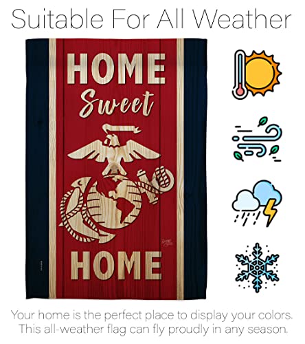 Home Sweet Marine Corps Garden Flag - Set Mailbox Hanger Armed Forces USMC Semper Fi United State American Military Veteran Retire Official - House Banner Small Yard Gift Double-Sided 13 X 18.5