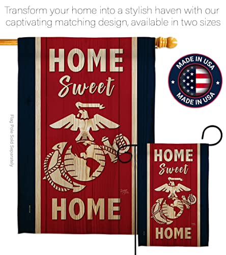 Home Sweet Marine Corps Garden Flag - Set Mailbox Hanger Armed Forces USMC Semper Fi United State American Military Veteran Retire Official - House Banner Small Yard Gift Double-Sided 13 X 18.5