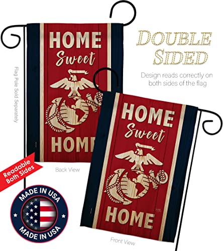 Home Sweet Marine Corps Garden Flag - Set Mailbox Hanger Armed Forces USMC Semper Fi United State American Military Veteran Retire Official - House Banner Small Yard Gift Double-Sided 13 X 18.5