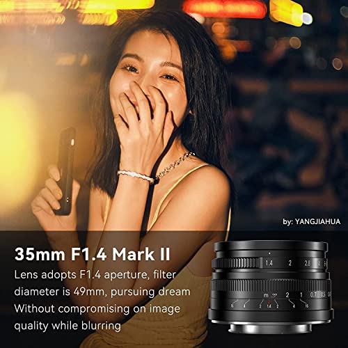 7artisans 35mm F1.4 Mark II APS-C Manual Focus Fixed Lens Large Aperture Compatible with Olympus and Panasonic MFT M4/3 Mount Cameras
