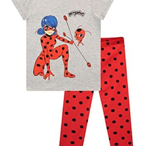 Miraculous Girls' Ladybug Top and Leggings Set 2 Piece Superhero Outfit for Kids Grey Size 6