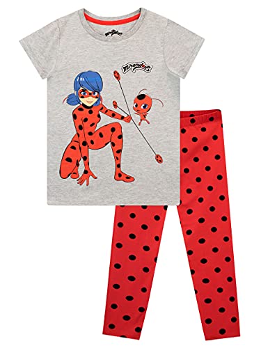 Miraculous Girls' Ladybug Top and Leggings Set 2 Piece Superhero Outfit for Kids Grey Size 6