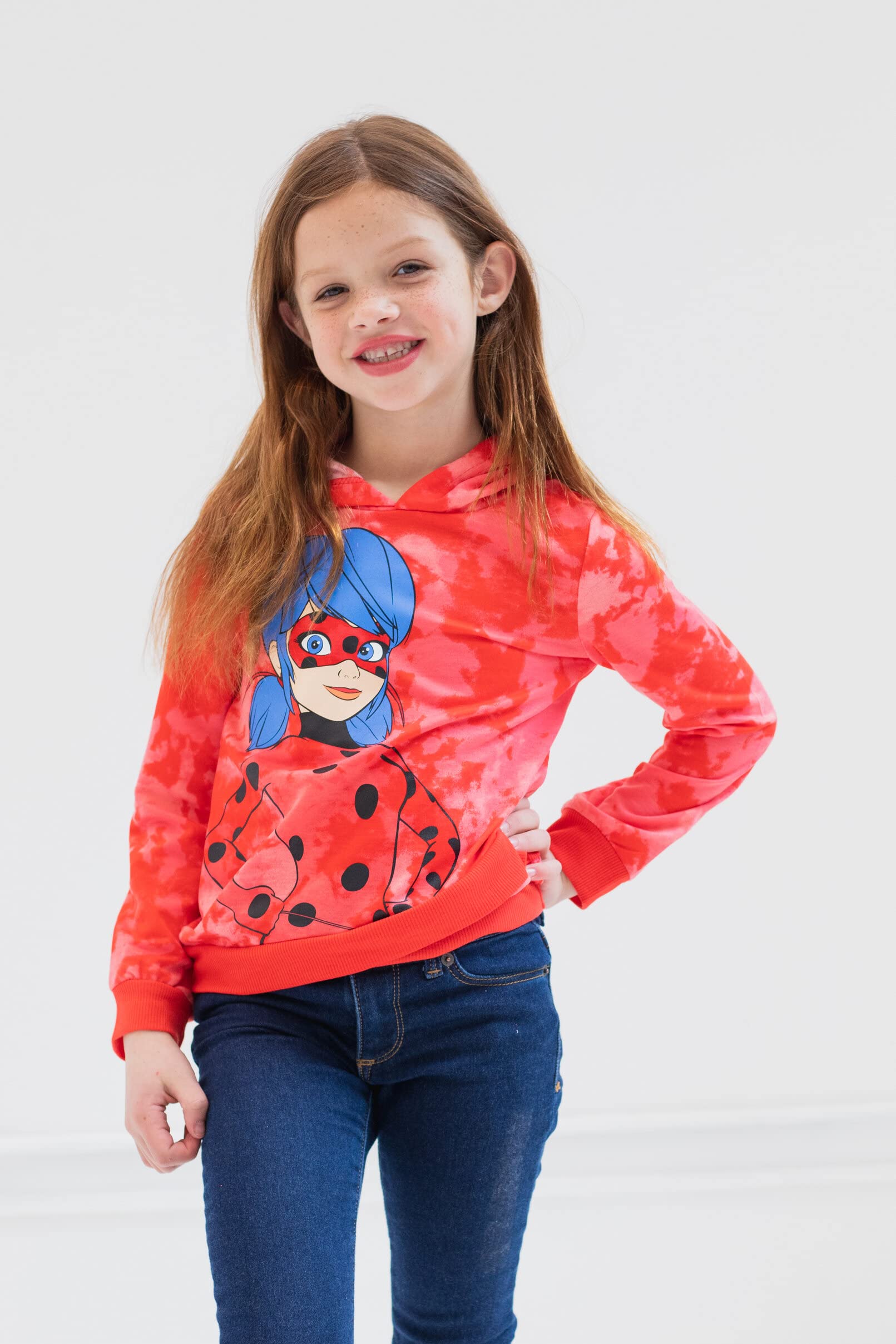 Miraculous Ladybug Little Girls French Terry Hoodie Red 4-5