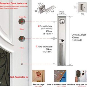 NEWBANG Single Cylinder Handleset Front Door Lock & Satin Nickel Door Handle Lever Modern Contemporary Handleset with Lever Lockset (Double Handleset, 1 Handleset + 1 Pack Door Lever, Satin Nickel)