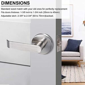 NEWBANG Single Cylinder Handleset Front Door Lock & Satin Nickel Door Handle Lever Modern Contemporary Handleset with Lever Lockset (Double Handleset, 1 Handleset + 1 Pack Door Lever, Satin Nickel)