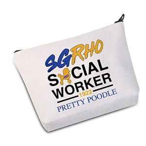 jxgzso sgrho social worker 1922 pretty poodle cosmetic bag sgrho sorority sister makeup bag (sgrho social worker white bag)