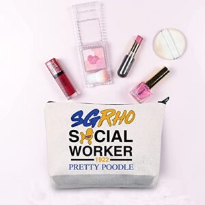 JXGZSO SGRHO Social Worker 1922 Pretty Poodle Cosmetic Bag SGRHO Sorority Sister Makeup Bag (SGRHO Social Worker White Bag)