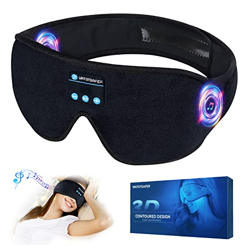 Sleep Headphones, Bluetooth 3D Sleep Eye Mask White Noise WATOTGAFER Auto Shut Off Wireless Sleeping Headphones with Ultra-Thin Stereo Speakers for Side Sleepers Insomnia Travel Nap Gifts Men Women