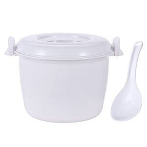 feeshow food grade portable microwave rice cooker with rice paddle white medium