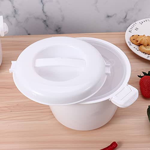 FEESHOW Food Grade Portable Microwave Rice Cooker with Rice Paddle White Medium
