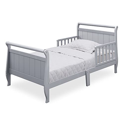 Delta Children Wood Sleigh Toddler Bed, Grey, Crib