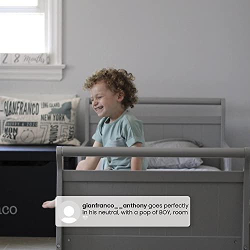 Delta Children Wood Sleigh Toddler Bed, Grey, Crib