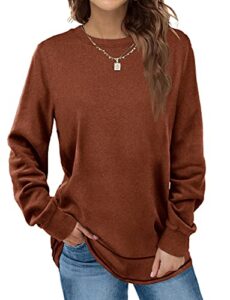 dofaoo long sleeve t shirts for women loose fitting sweatshirts trendy caramel m