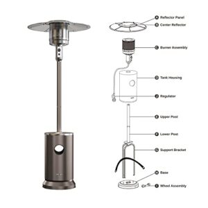 Patio Heater, EAST OAK 50,000 BTU Outdoor Patio Heater with Table Design, Stainless Steel Burner, Triple Protection System, Wheels, Outdoor Heater for Commercial and Residential, 2022 Upgrade, Bronze