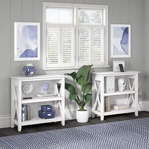 Bush Furniture Key West Small 2 Bookcase in Pure White Oak