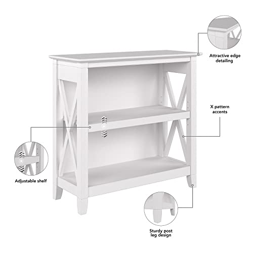 Bush Furniture Key West Small 2 Bookcase in Pure White Oak