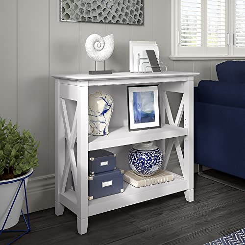 Bush Furniture Key West Small 2 Bookcase in Pure White Oak