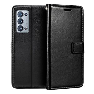 oppo reno 6 pro+ 5g wallet case, premium pu leather magnetic flip case cover with card holder and kickstand for oppo reno 6 pro plus 5g