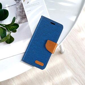 Shantime Oppo Reno 6 Pro 5G Case, Oxford Leather Wallet Case with Soft TPU Back Cover Magnet Flip Case for Oppo Reno 6 Pro 5G Blue