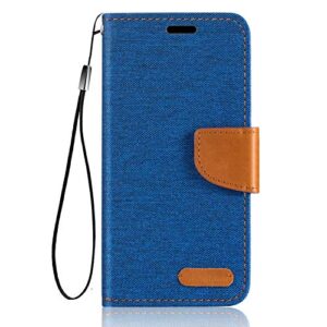 Shantime Oppo Reno 6 Pro 5G Case, Oxford Leather Wallet Case with Soft TPU Back Cover Magnet Flip Case for Oppo Reno 6 Pro 5G Blue