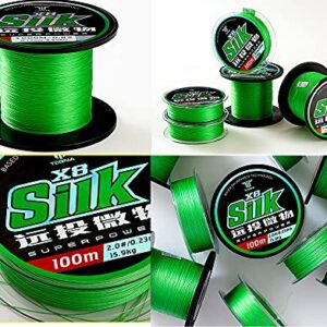 Green Braided Fishing Line, Highly Abrasion Resistant Braided Lines, Thin Diameter, Zero Stretch, Zero Memory, Easy Casting, Great Knot Strength, Color Fast (110YDS- 0.25mm -39LB)