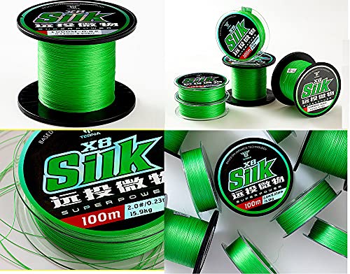 Green Braided Fishing Line, Highly Abrasion Resistant Braided Lines, Thin Diameter, Zero Stretch, Zero Memory, Easy Casting, Great Knot Strength, Color Fast (110YDS- 0.25mm -39LB)