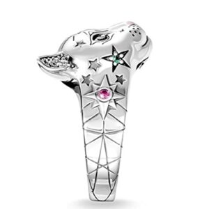 CSIYANJRY99 Animal Ring Animal Cat Lovers Jewelry,Cat Rings Vintage Cute Animal Matching Cat Rings Adjustable Open Rings for Women Men Cat Lovers(B-W)