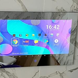 Haocrown 21.5 inch Bathroom TV Touchscreen IP66 Waterproof Smart Mirror TV for Bathroom with Android 11.0 System & 500 High-Brightness Built-in HDTV(ATSC) Tuner, Wi-Fi Bluetooth(Nearly New)