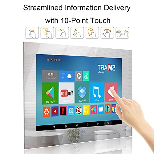 Haocrown 21.5 inch Bathroom TV Touchscreen IP66 Waterproof Smart Mirror TV for Bathroom with Android 11.0 System & 500 High-Brightness Built-in HDTV(ATSC) Tuner, Wi-Fi Bluetooth(Nearly New)