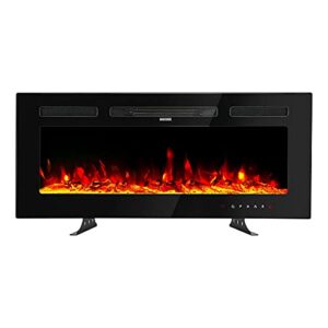 SANHSEHOME Freestanding Electric Fireplace, 30 Inches Electric Fireplace with Remote Control Recessed and Wall Mounted, Insert Heater with Crystal Options & Faux Fire Log, 9 Flamer Color