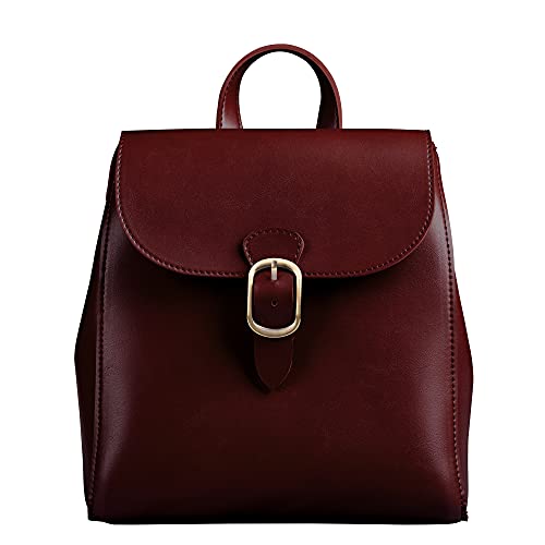 SUNLIGHT LEAVES Simple Vegan Leather Flap 3 Way Convertible Backpack For Women Classic Vintage Faux Leather Fashion Daypack (Red)