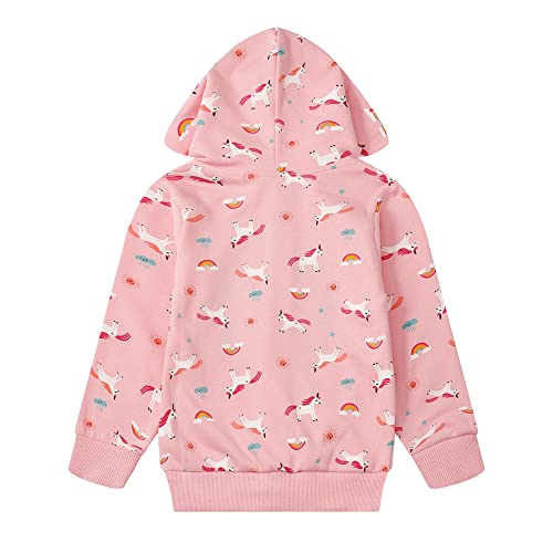 Akyzic Toddler Girl Jacket Zip Up Hoodie Unicorn Pink Cotton Hooded Sweatshirt Kids Winter Outerwear pink-8053 4t