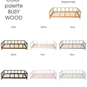 BUSYWOOD Montessori Frame Bed - Home and Bedroom Decor Furniture - Montessori Bed with Fence in Playroom - Full Size Bed Frame - Kids Bed - Toddler Bed Frame (Model 10, Bed with Legs and Slats)